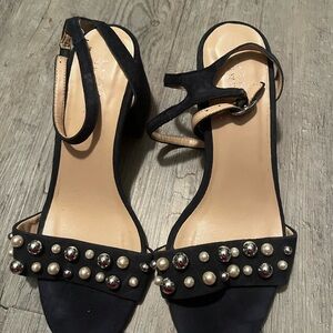Barneys New York Black Pearl-Studded Heels